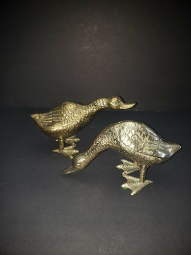 Pair Vintage Brass Duck Figurines - Picture 2 of 8