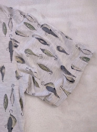 Fieldmaster Fishing Lures Gray Polo SS Shirt Men's M Pullover Button Vintage 90s - Picture 5 of 16