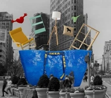 IKEA Frakta Large Size Shopping Bag Blue Sturdy Laundry Grocery Durable-19Gal