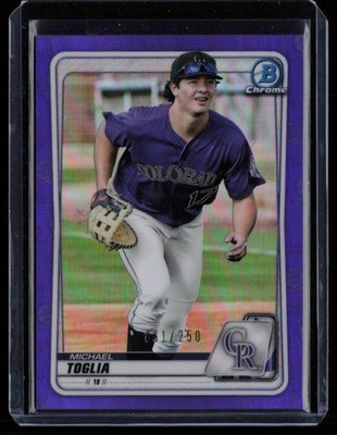 2020 BOWMAN DRAFT CHROME PURPLE REFRACTORS MICHAEL TOGLIA RC 061/250 COLORADO