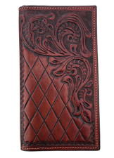 Ranger Belt Co HEW-22R Saddle Brown Tooled Leather Bi-Fold Rodeo Wallet