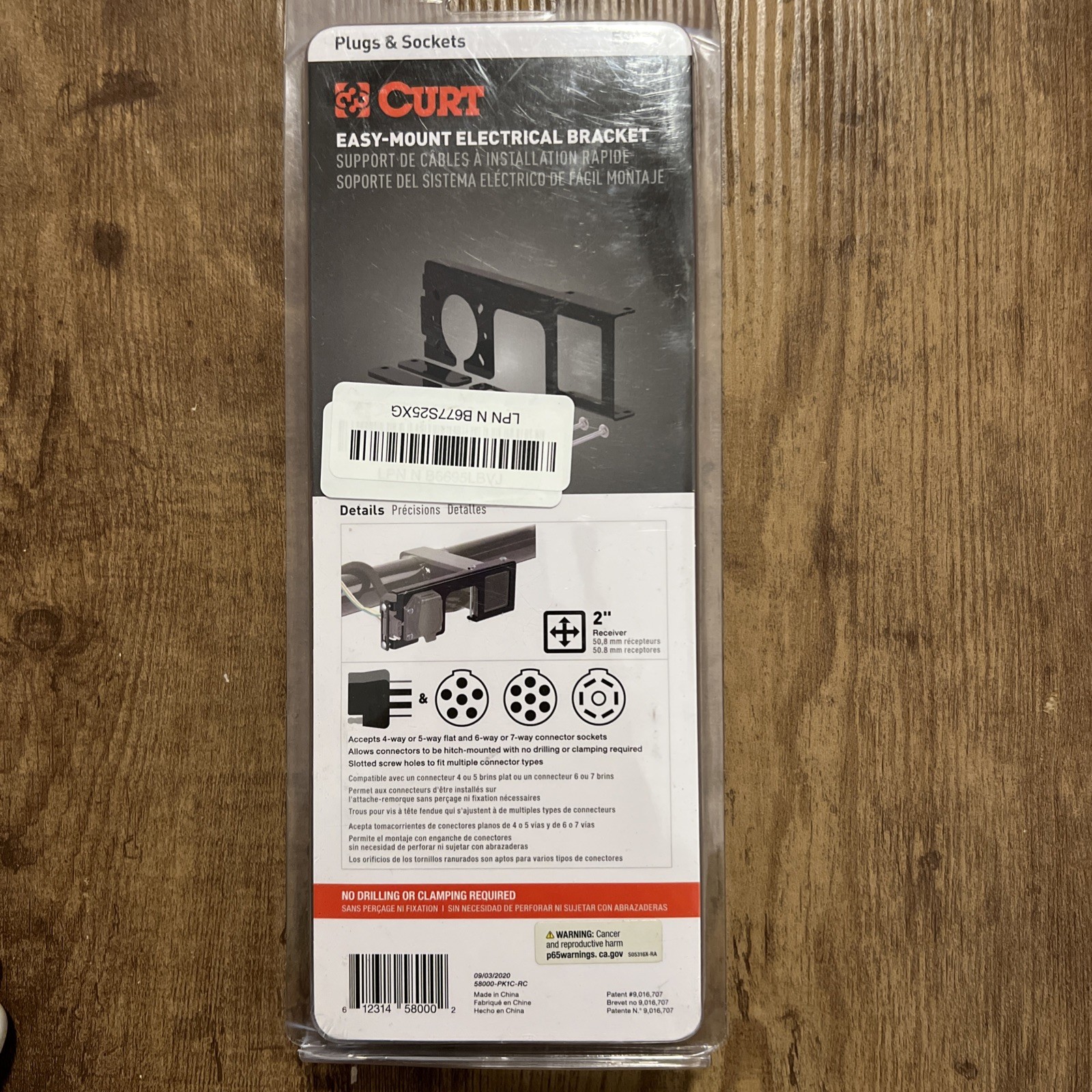 CURT 58000 Easy-Mount Wiring Bracket for 4, 5-Flat & 6, 7-Ro