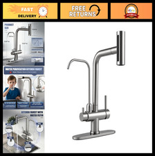 Upgraded 3-in-1 Waterfall Kitchen Faucet with Pull Down Sprayer Filter, Brushe
