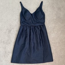 Jenny Yoo Collection Dress Size 6 Cocktail V Neck Empire Belt Pockets Navy Blue