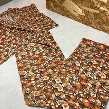 Vintage Japanese traditional Kimono Orange Fan Pattern Casual beautiful design