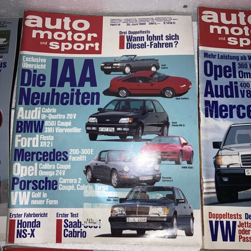 16 Auto Motor Sport Zeitschriften 1989 BMW Mercedes VW Golf Cabrio Bugatti Opel - Bild 12 von 18