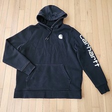 Carhartt Youth XL 16-18 Hoodie Black Chest  Sleeve Logo Graphic Pullover