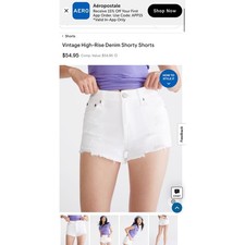 Aeropostale Vintage High-Rise Denim Shorty Shorts 14 raw hem distressed frayed