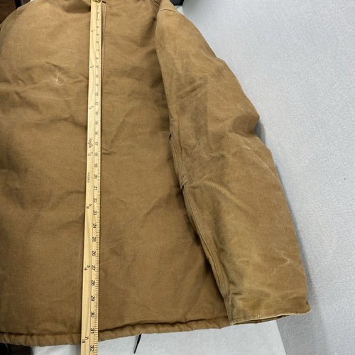 Vtg Carhartt C03 BRN Jacket Mens Sz 52 Tall Brown Canvas Snap On Hood Work Coat - Picture 21 of 24