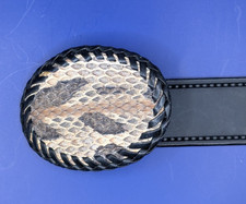 Genuine Canebrake Rattlesnake Snakeskin Hand laced Belt Buckle fits 1-1/4" Belt