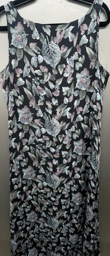 Rena Rowan Silk Dress 16 Blue Gray Floral 2 Pieces Whimsy Cottage Fairy - Picture 9 of 11