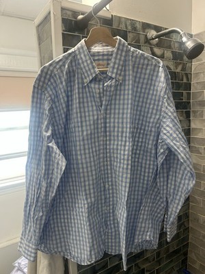 Men s Brioni Recent Pristine XXL Blue Checkered Dress Shirt NICE!