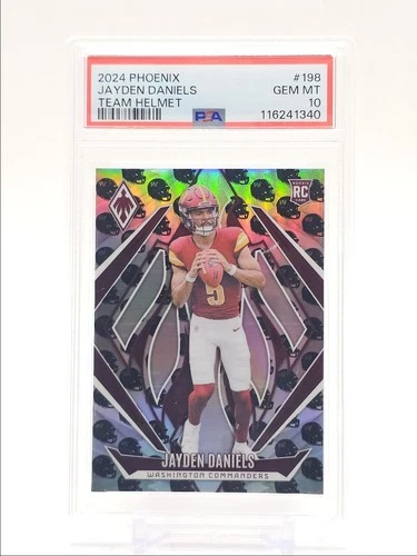 JAYDEN DANIELS 2024 PHOENIX ROOKIE TEAM HELMET RC /399 PSA 10 Q0004