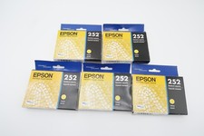 Lot of 5 New Genuine Epson 252 Y Ink Cartridges Bag WF Series WF-7720DTWF 23-26