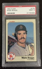1983 Fleer #179 Wade Boggs PSA 9 Boston Red Sox GRADED Rookie Card HOF RC M14. rookie card picture