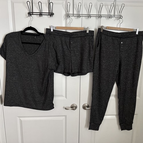 SET SALOTTO 32 GRADI DONNA 3 PEZZI LOUNGE' 3 PEZZI / NERO / GRIGIO SCURO - TAGLIA LARGE - Foto 2 di 15