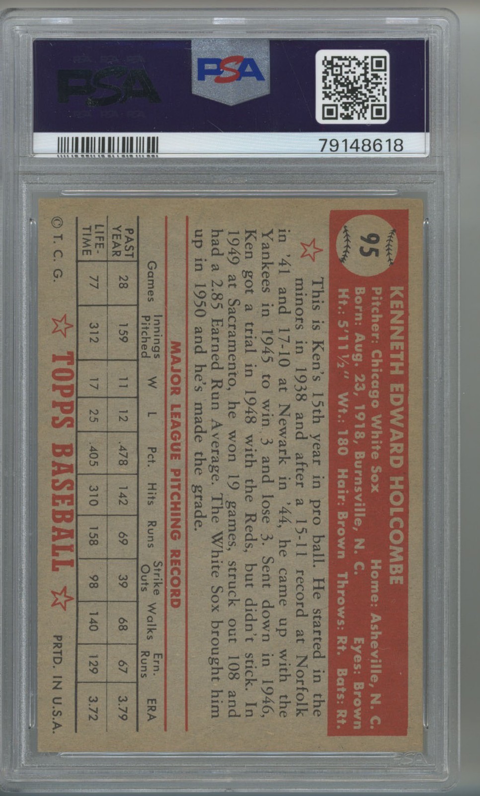 1952 Topps 95 PSA 4 682058 view 2