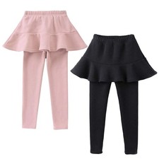 Baby Girls Footless Leggings with Ruffle Tutu Skirt Pants 2-7Years Pink  Bl...