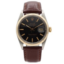 Vintage 36mm 1986 Rolex Datejust Automatic Wristwatch Steel-18k Black Dial 16013