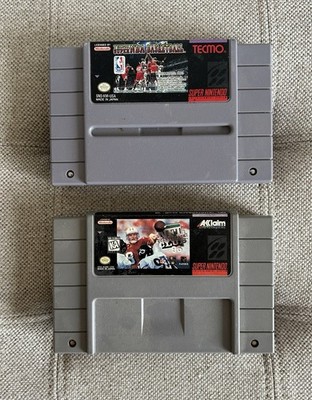 NFL Quarterback Club 96 & Tecmo Super NBA Basketball Video Games SNES Carts Only