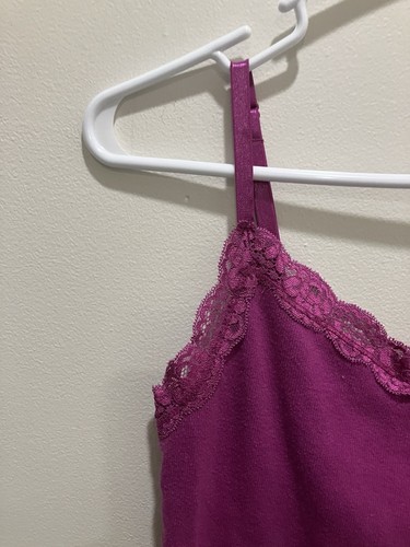 Faded Glory taglia small (4-6) canotta/cami donna cotone viola con pizzo senza maniche - Foto 2 di 5