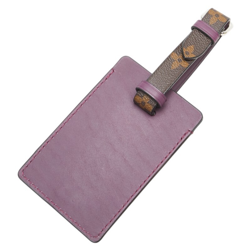Louis Vuitton Monogram Porte Address Keychain Tag in Purple Brown Leather PVC for Women