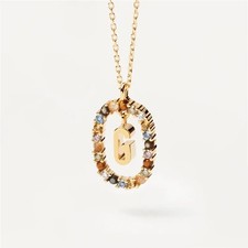 925 Sterling Silver Initial Necklace Gold Letter Pendant CZ Crystal Jewelry Gift