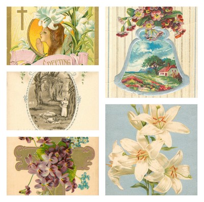 Easter Postcard Antique 1900-1919 Originals Embossed Collection 5 Cards Deal. N