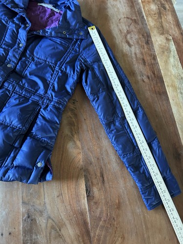 Athleta Goose Down Size S Blue Down Quilted Light Puffer Jacket Coat Snap EUC - Picture 9 of 15