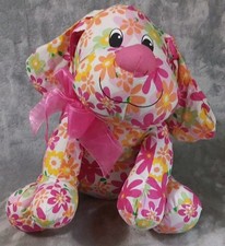Dan Dee Plush Puppy Dog 12" Flowers Pink Yellow Green Orange Collector's Choice