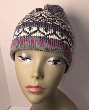 Lands' End Knit Wool Multi Color Beanie Hat Made In USA Unisex OSFM