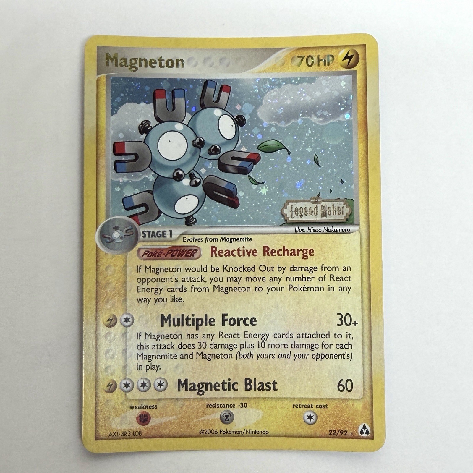 Pokemon Card - Magneton Legend Maker Stamped 22/92 Rare Reverse Holo NM