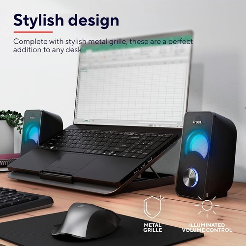 Trust Arys Compact PC Speakers 2.0, 12 W (6 W RMS), RGB Illumination (US IMPORT) - Photo 8/10