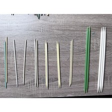 Vintage Green White Double Ended Knitting Needles Lot Sets Plastic Multiple Size