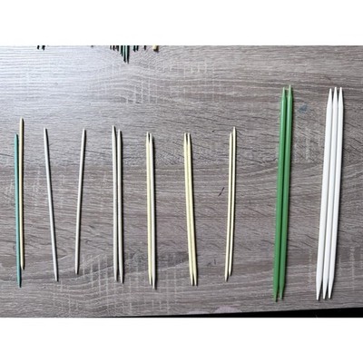 Vintage Green White Double Ended Knitting Needles Lot Sets Plastic Multiple Size