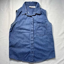 Simply Basic Denim Vest Blue Sleeveless SMALL