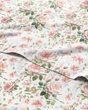 Floral Sheets - Pink Floral Rose Bed Sheet Set - 1 Flat, 1 Fitted 2 Pillowcase