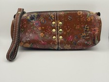Patricia Nash Leather Wristlet Clutch Handbag Floral Boho Vintage