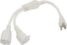 2 Way Power Splitter, 3 Prong 1 to 2 Extension Cord Splitter, 1.4' Short Exte