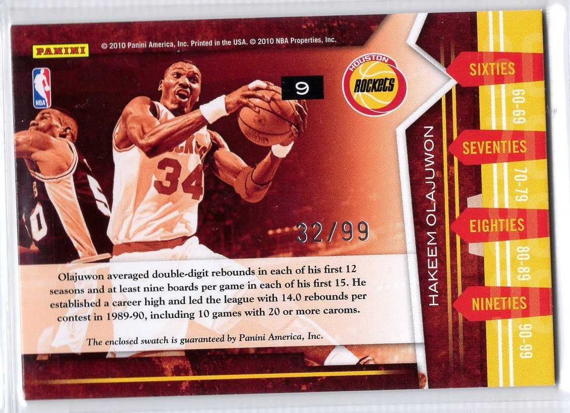 2010-11 Limited Decade Dominance Materials Hakeem Olajuwon Jersey #9 /99 Rockets view 2