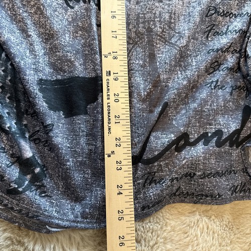 Ali Miles PXL Tunic Top Artsy Travel Print Button Front Roll Tab Sleeve - Picture 11 of 15