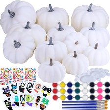 12 Sets DIY Fall Pumpkin Painting Kits Assorted White Foam Pumpkins Craft Pum...