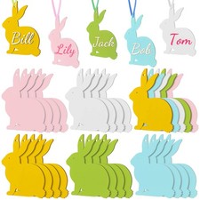 20 Pieces Easter Basket Name Tag Personalized Bunny Tags Wooden Rabbit Blank Sig