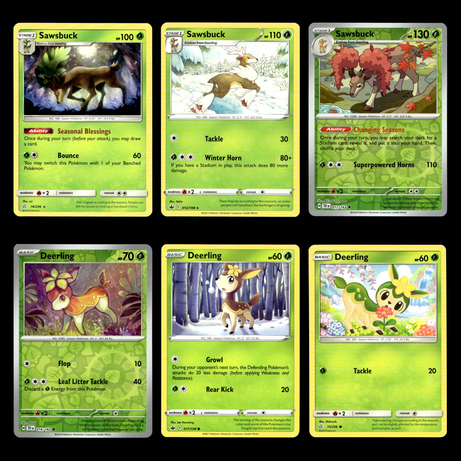 6x Sawsbuck Deerling Lot 16 Sun Moon Cosmic Eclipse Pokemon Cards Collection