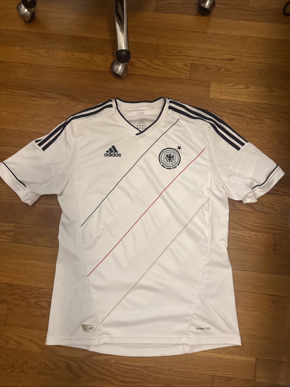 Germany Deutscher Fussball Bund Soccer Jersey White Large Adidas