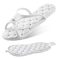 Foldable Travel Shower Shoes with Holes,Dry Quickly 10-11 Women/8.5-9 Men White