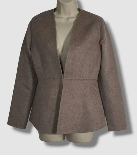 $1295 Neiman Marcus Women Beige Cafe Cashmere Double-Face V-Neck Jacket Size M