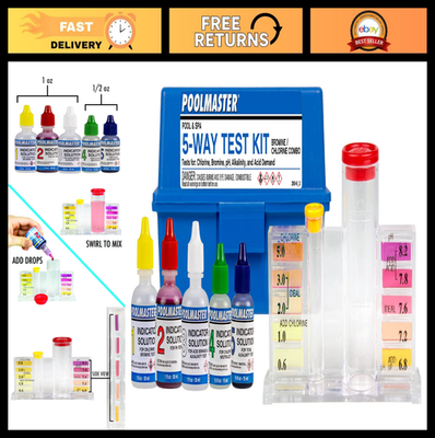 #ad 5 Way Swimming Pool amp; Spa Water Chemistry Test Kit with Case Essential Testing $52.99