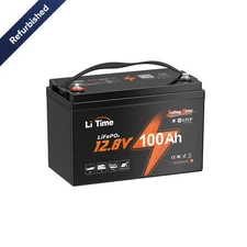 LiTime 12V 100Ah TM LiFePO4 Lithium Battery Low-Temp for Marine Boat-Refurbished