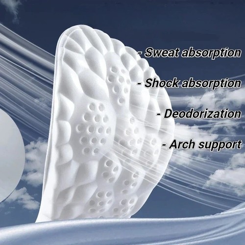 4D Massage Sport Insoles Soft Latex Orthopedic Arch Support Shoe Inserts For Men - Picture 7 of 14